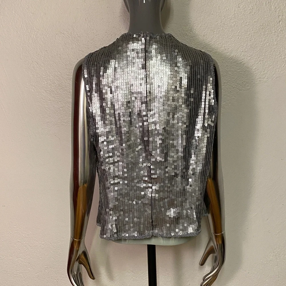 Holt Renfrew Silver Sequin Top, 14 - Picture 6 of 10